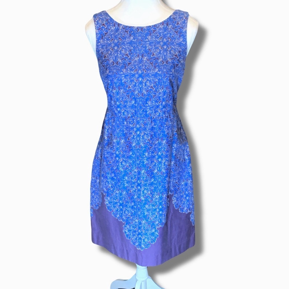 Cotton Blue and Purple Dress Retro‎ 70s 80’s 90s Cottagecore Fall Medium Farm